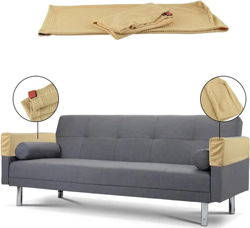 Miniatura 4 de CM Funda antideslizante para reposabrazos de sofá, funda elástica antipolvo para sofá, sillón reclinable, protector de sofá, un par (caqui)