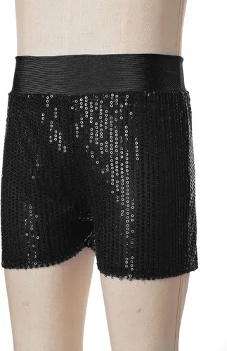 Miniatura 4 de Pantalones cortos de ballet para niñas y niños con lentejuelas con purpurina, hip hop, jazz, ballet, baile, yoga, gimnasio, pantalones cortos