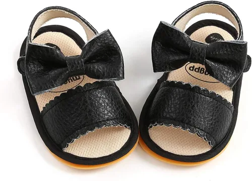 Miniatura 4 de COSANKIM Sandalias para bebé niña con suela de goma para verano para exteriores primer andador cuna zapatos de vestir para bebé