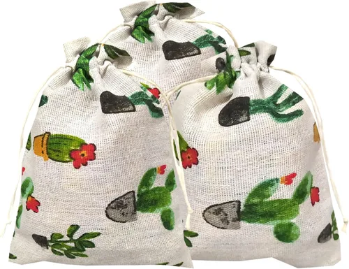 RIGHTA TECH Bolsas de regalo para fiesta de cactus con cordón, bolsa de regalo de cactus suculentas, bolsa de recuerdo de fiesta para granja del