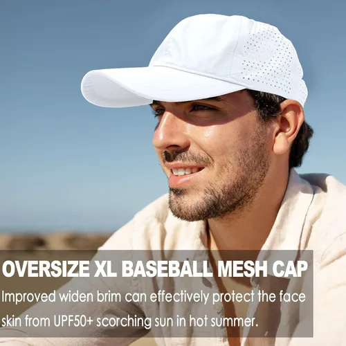 Miniatura 5 de Gorra de béisbol de malla de gran tamaño para hombres y mujeres, gorra de secado rápido, ajustable, ligera, para deportes al aire libre