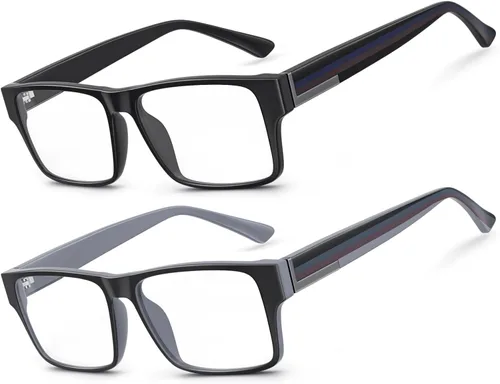 Miniatura 8 de SKYOAK Excelente TR90 - Lentes de lectura irrompibles progresivos multienfoque para hombres, marco grueso, anti luz azul/lectores UV, paquete de 2