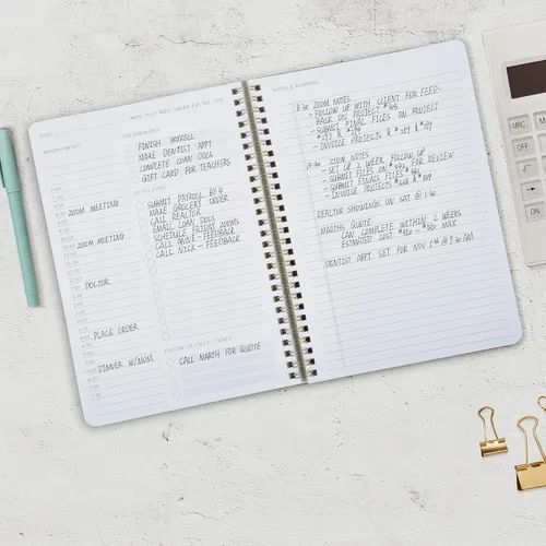 Miniatura 7 de Hermoso Planificador Diario y Cuaderno con Horario por Horas - Bloc de Notas Estético en Espiral para Lista de Tareas para Organizar Fácilmente tus
