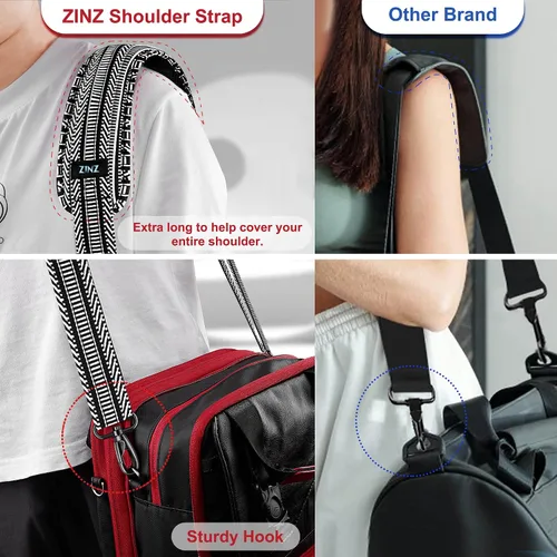 Miniatura 143 de ZINZ Correa de hombro universal de 59 pulgadas con almohadilla transpirable fija ultra gruesa, correa de hombro ajustable y resistente para bolsa