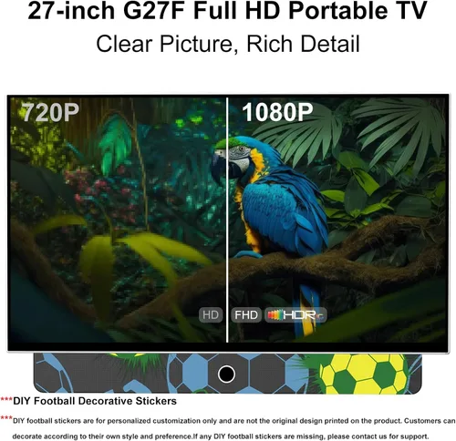 Miniatura 6 de Smart TV portátil de 27 pulgadas con batería incorporada, TV al aire libre FHD de 1080P para casas rodantes y campamentos, HDR10, Dolby Audio, WiFi