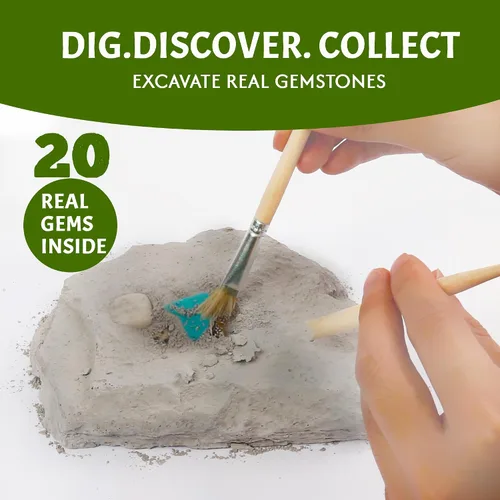 Miniatura 5 de LotFancy Kit de excavación de piedras preciosas, 20 gemas reales, kit de ciencia para niños de 8 a 12 años, juguete educativo, regalo de cumpleaños