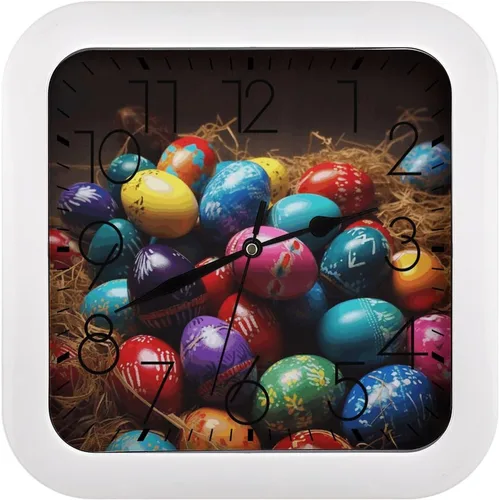 Miniatura 23 de 10" Square Modern Wall Clock,Americana Flag Deer Print Kitchen Clocks Wall Battery Operated,Silent Non Ticking Unique Funny Cute Wall Clock for