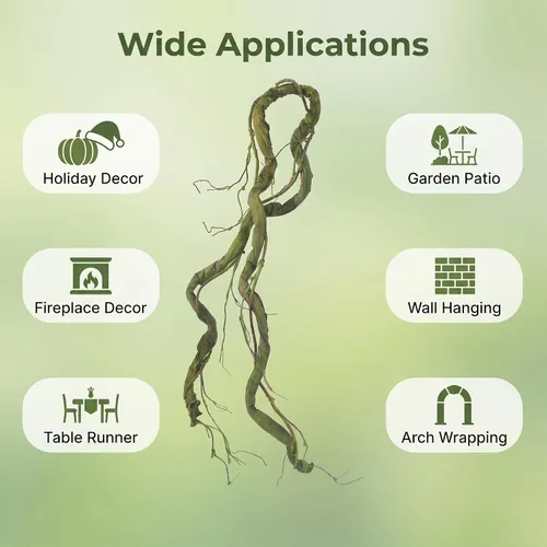 Miniatura 5 de Ramas de árbol verdes grandes y flexibles de 118 pulgadas para colgar en la pared, enredaderas de uva para manualidades, guirnalda vegetal, plantas