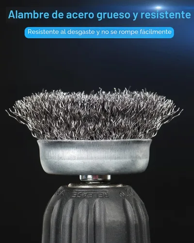 Miniatura 4 de Rocaris Juego de 6 ruedas de alambre de acero al carbono y cepillo para bolígrafo con vástago hexagonal de 1/4 pulgadas para eliminar el óxido