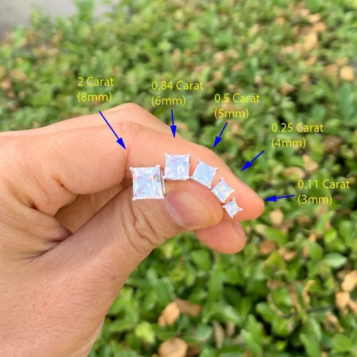 Miniatura 4 de Adabele Pendientes auténticos de plata de ley hipoalergénicos de 3mm-8mm con circonita cúbica imitación de diamante en corte princesa, libres