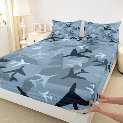 Miniatura 31 de Juego de sábanas bajeras para juegos tamaño individual, juego de ropa de cama con grafiti Lightning Strike para niños, adolescentes, decoración