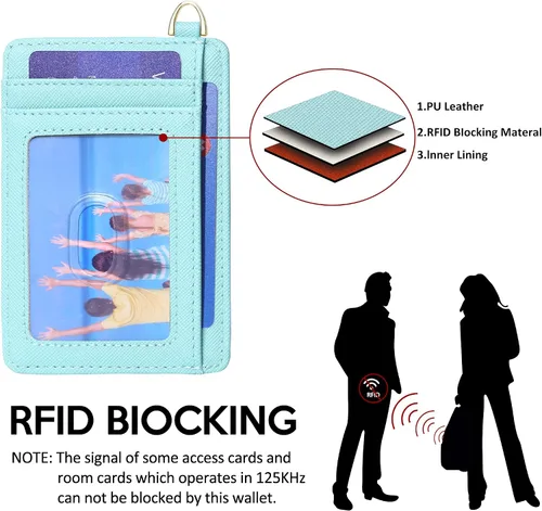 Miniatura 6 de Badiya Tarjetero delgado minimalista para tarjetas de crédito, bolsillo frontal con bloqueo RFID, estuche compacto para tarjetas con ventana