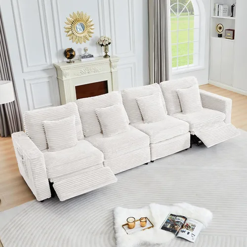 Miniatura 38 de ORRD Consola de almacenamiento multifuncional con soportes dobles para tazas, mesa, estación de carga USB para sofá modular seccional para sala