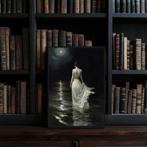 Miniatura 6 de Arte de pared enmarcado de mujer melancólica Arte de pared de academia oscura Pintura decorativa victoriana gótica Arte de mujer en impresión