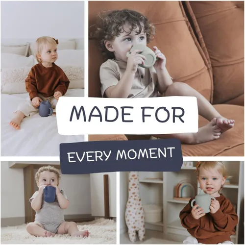 Miniatura 8 de KIDSco. Tazas de silicona con asa para bebés (paquete de 2) – Pico suave y tazas de entrenamiento abiertas para bebés de 6+ meses Asas de fácil