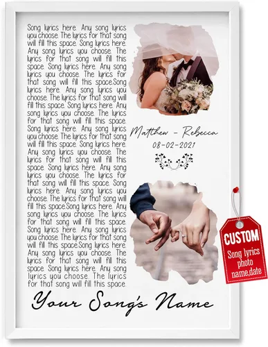 Miniatura 34 de H-DEWALL Póster personalizado de letras de canciones, regalos para marido, foto inspiradora, arte de pared, decoración de casa, sala de estar