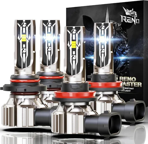 RENO Combo de bombillas 9005 H11, bombillas antiniebla H11 9005 sin ventilador 6500K 800% más brillantes 9005 H11 bombillas antiniebla auxiliar