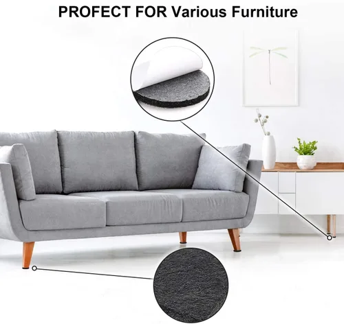 Miniatura 7 de Yelanon Almohadillas de fieltro para muebles, 56 unidades (1+2 pulgadas), almohadillas de fieltro de alta calidad para muebles de patas de silla
