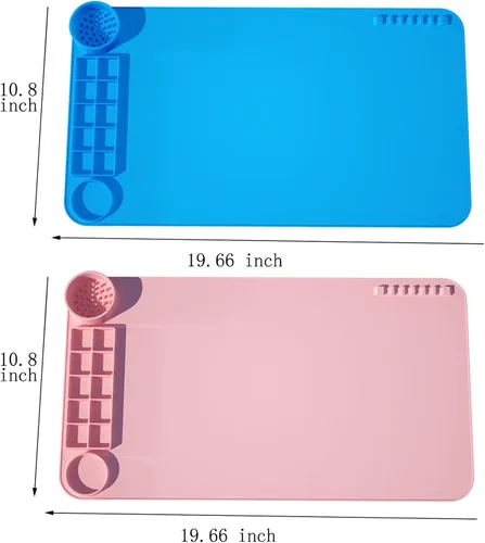 Miniatura 2 de KJMYYXGS - Paquete de 2 tapetes de arte de silicona con taza, tapete de pintura de silicona con taza, 19.7 x 11 pulgadas, tapete de silicona