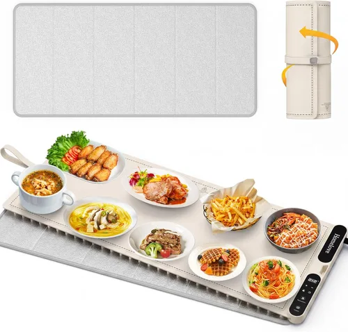 Miniatura 9 de Homelove Tapete de calentamiento para alimentos – Bandeja de calentamiento eléctrica rápida de superficie completa con 7 ajustes de temperatura