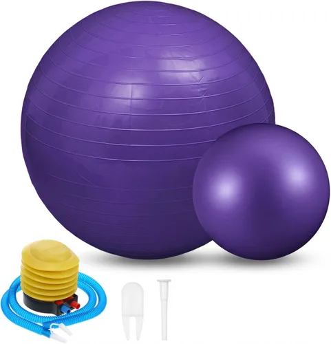 Miniatura 8 de Kifmurase 2 pelotas de yoga, bolas de ejercicio antiestallido de 25 pulgadas de grosor para entrenamiento y estabilidad, equipo de pelota de Rosa