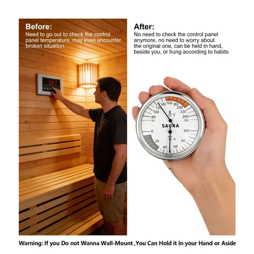 Miniatura 2 de Andelov - Termómetro e higrómetro de sauna – Rango de temperatura 70-250 °F, rango de humedad 0-100% para salas de vapor infrarrojos/de vapor