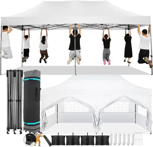 Miniatura 18 de COBIZI Toldo desplegable de 6.6 x 6.6 pies sin pared lateral, toldo resistente UPF 50+ para todas las estaciones, resistente al viento e Azul