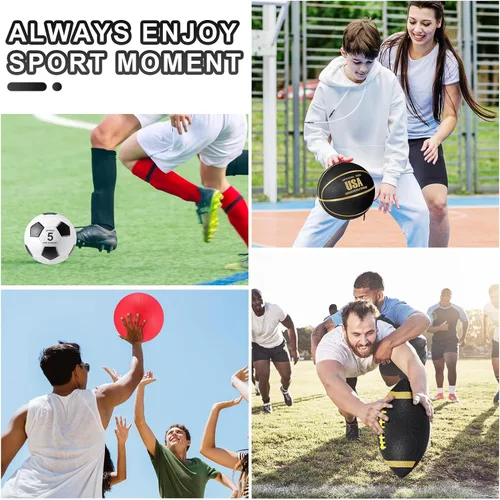 Miniatura 5 de Lenwen Juego de 4 pelotas deportivas, incluye tamaño oficial de baloncesto, fútbol, fútbol, parque infantil, bolsa de equipamiento