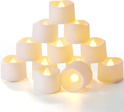 Homemory Velas de té con temporizador que funcionan con pilas, temporizador de 6 horas integrado, encendido automático diario, velas votivas LED sin