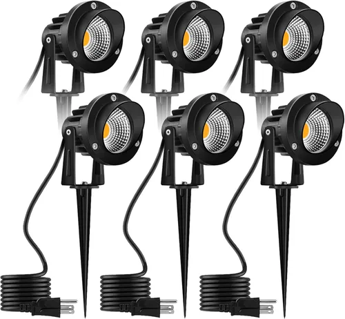 Miniatura 9 de Romwish Foco LED de paisaje de 5 W, iluminación de paisaje al aire libre de 120 V, enchufe de 550 lúmenes, luces LED impermeables para paisaje