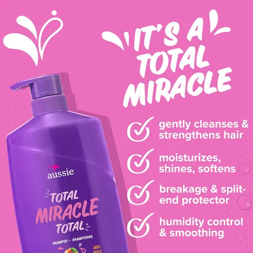 Miniatura 3 de Aussie Total Miracle con aceite de albaricoque y macadamia, champú sin parabenos, 26.2 onzas líquidas, paquete de 4