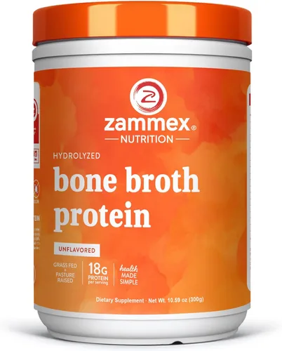 Miniatura 12 de Zammex Polvo de Proteína de Caldo de Hueso, Carne de Res Alimentada con Pasto Puro, Polvo de Proteína de Vainilla, Suplemento de Colágeno