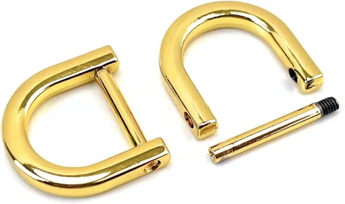 Miniatura 19 de 4 anillos en D resistentes con grillete de 1-1/2 pulgadas, oro antiguo, en forma de U, repuesto para bolso, llavero, collar de perro