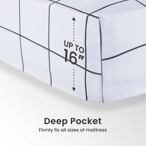 Miniatura 4 de SLEEP ZONE Juego de sábanas de 3 piezas con estampado a cuadros para niños, sábanas de microfibra de doble cepillado súper suaves y transpirables