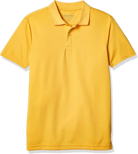 Nautica - Camiseta tipo polo de manga corta para uniforme escolar de niños, con cierre de botones y material de alto rendimiento que absorbe la