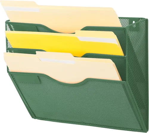 Miniatura 16 de EASEPRES Organizador de archivos de malla de 3 bolsillos para colgar en la pared, carpeta de papel para correo montada en la pared, organizador