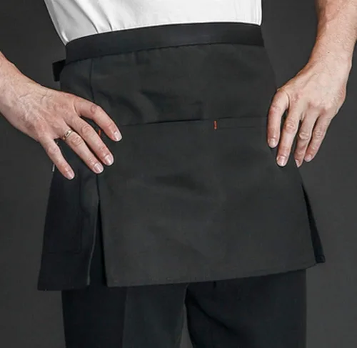 Miniatura 5 de JEQUE Paquete de 3 delantales de cocina para restaurante con 3 bolsillos grandes para mujeres y hombres, delantal medio corto para camarera