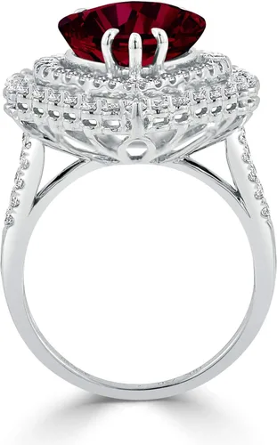 Miniatura 4 de Diamond Wish Anillo de compromiso de oro blanco de 18 quilates, rubí de 9 58 quilates y diamante TDW de 1 58 quilates, tamaño 4.5-9