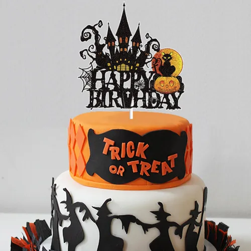 Miniatura 4 de Decoración de pastel de feliz cumpleaños, decoración de Halloween, casa fantasma, calabaza, gato, fantasma, murciélago, temática de Halloween, Gatos