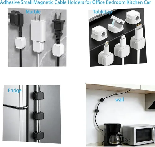 Miniatura 7 de 36 soportes magnéticos para cables organizadores de cables para mesita de noche, computadora, soporte magnético para cables de mouse, soportes black3