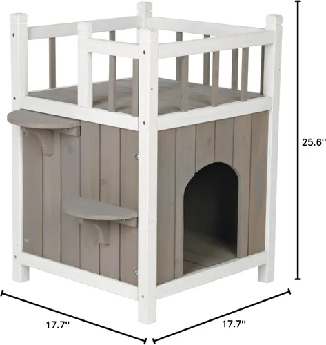 Miniatura 4 de TRIXIE Casa para gatos con balcón, casa elevada para gatos, refugio resistente a la intemperie, ideal para gatos y perros pequeños, 17.5 x 17.5 x
