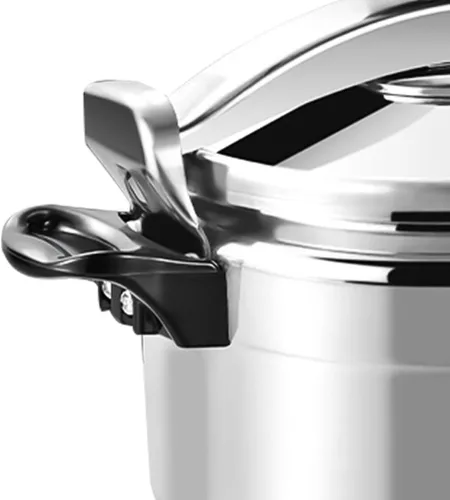Miniatura 6 de PRETYZOOM Olla a presión de 11 cuartos de galón, acero inoxidable, con cerradura de una sola mano, con válvula de resorte, compatible con gas e
