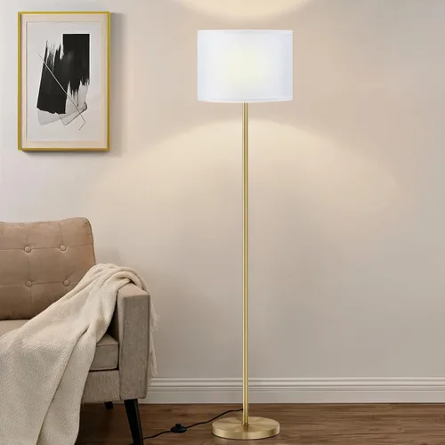 Miniatura 7 de Ambimall - Lámpara de pie moderna con control remoto, lámparas altas para sala de estar, habitación, oficina y comedor, pantalla beige con poste