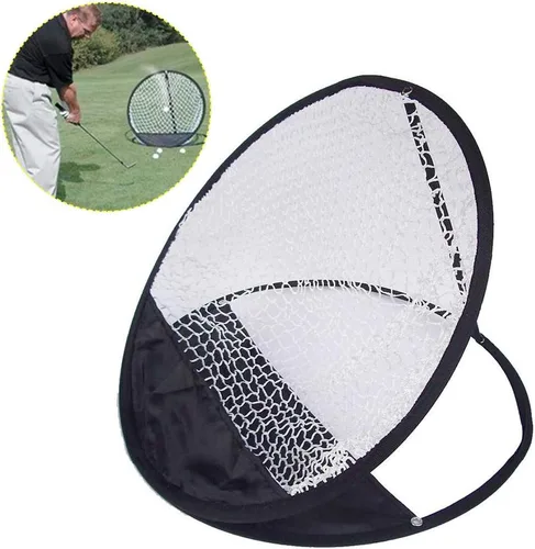 Miniatura 2 de Práctica de entrenamiento portátil de tiro de golf para practicar astillado, cesta de red duradera, portátil, plegable, color negro