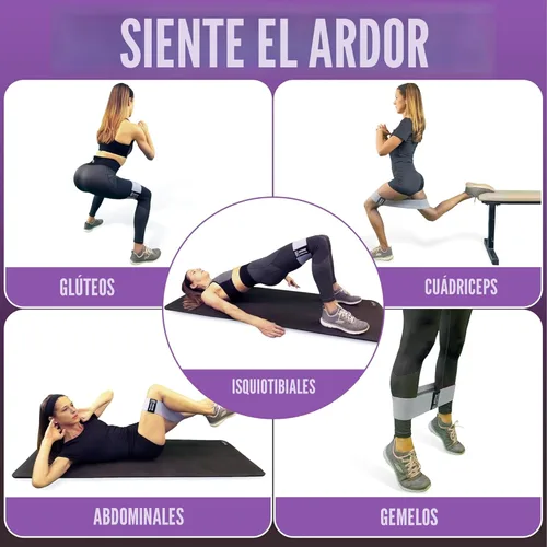 Miniatura 6 de Bandas de resistencia para entrenar con guía de bandas de entrenamiento. 4 bandas de entrenamiento para mujeres y hombres, bandas elásticas de tela