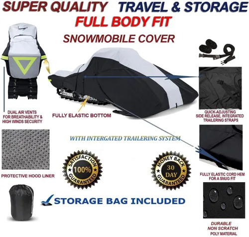 Miniatura 2 de Funda de viaje y almacenamiento para motos de nieve de ajuste completo de 600 denier compatible con el trineo Arctic Cat modelo King Cat 900 EFI