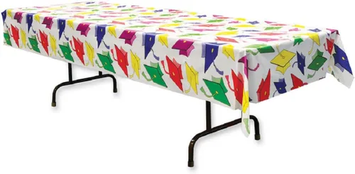 Miniatura 4 de Beistle Mantel de graduación, 54 x 108 pulgadas, mantel rectangular de plástico, decoraciones de fiesta de graduación