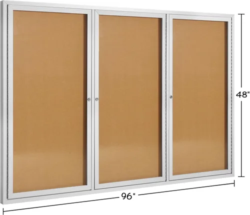 Miniatura 2 de INNOVART Tablero de anuncios cerrado de 96 x 48 pulgadas, tablero de anuncios de corcho con cerradura con marco de aluminio, tablero de anuncios