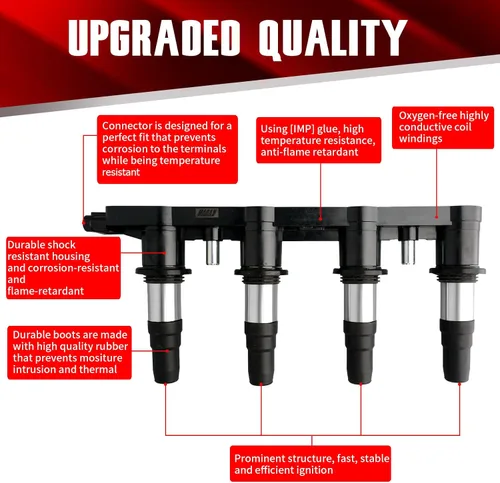Miniatura 2 de Paquete de bobinas de encendido UF620 C1646 compatible con Chevrolet Aveo Aveo5 Cruze Sonic Pontiac G3 1.6L 1.8L L4 - Reemplaza 5C1703 D517C 96476979