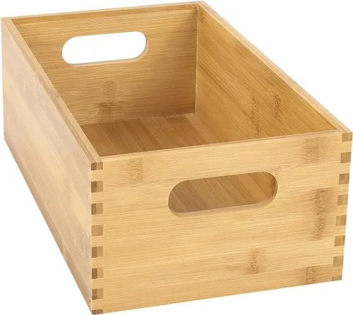 Miniatura 5 de ANMINY Juego de 4 cajas de madera anidables para almacenamiento, contenedores de almacenamiento de madera de bambú, cajas de almacenamiento
